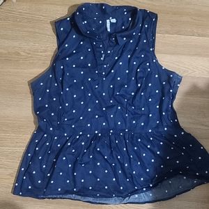 Blue polka sleeveless top